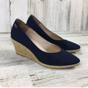 Viscata Barcelona Womens Shoes Pumps 8.5 Blue Espadrille Canvas Jute Wedge